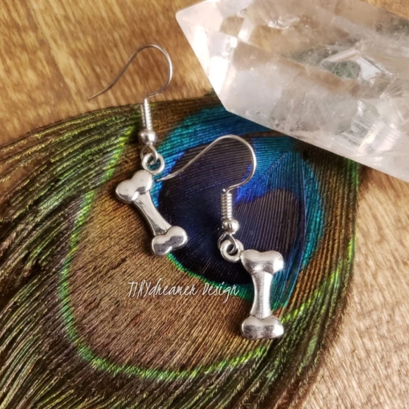 Rattle my BONE Earrings Dog Earrings Horror~Halloween~Witch~Occult~Skeleton~Goth - Picture 5 of 10